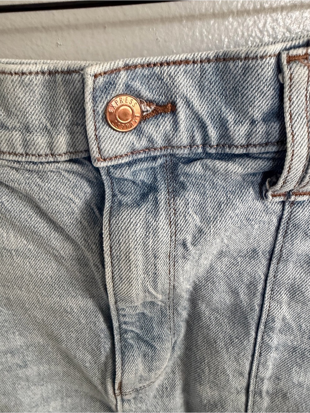 Express Light Wash Denim Jean Skirt High Rise Stretch - Picture 4 of 8